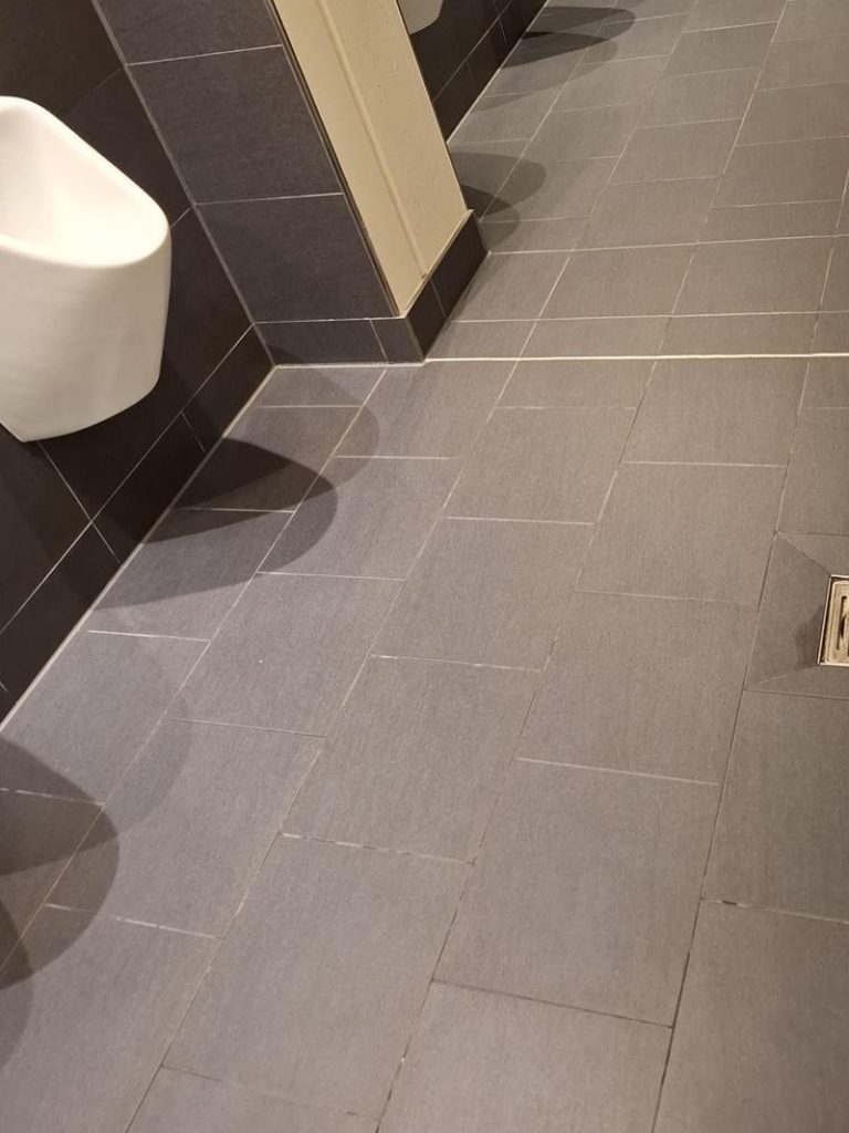 Feinsteinzeug im Sanitärbereich nach der Reinigung